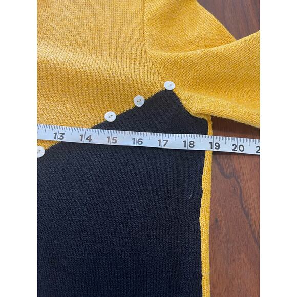 J.S.S knit wear jacket 2 pcs suit Sm yellow black cream button detail classic - Picture 16 of 16